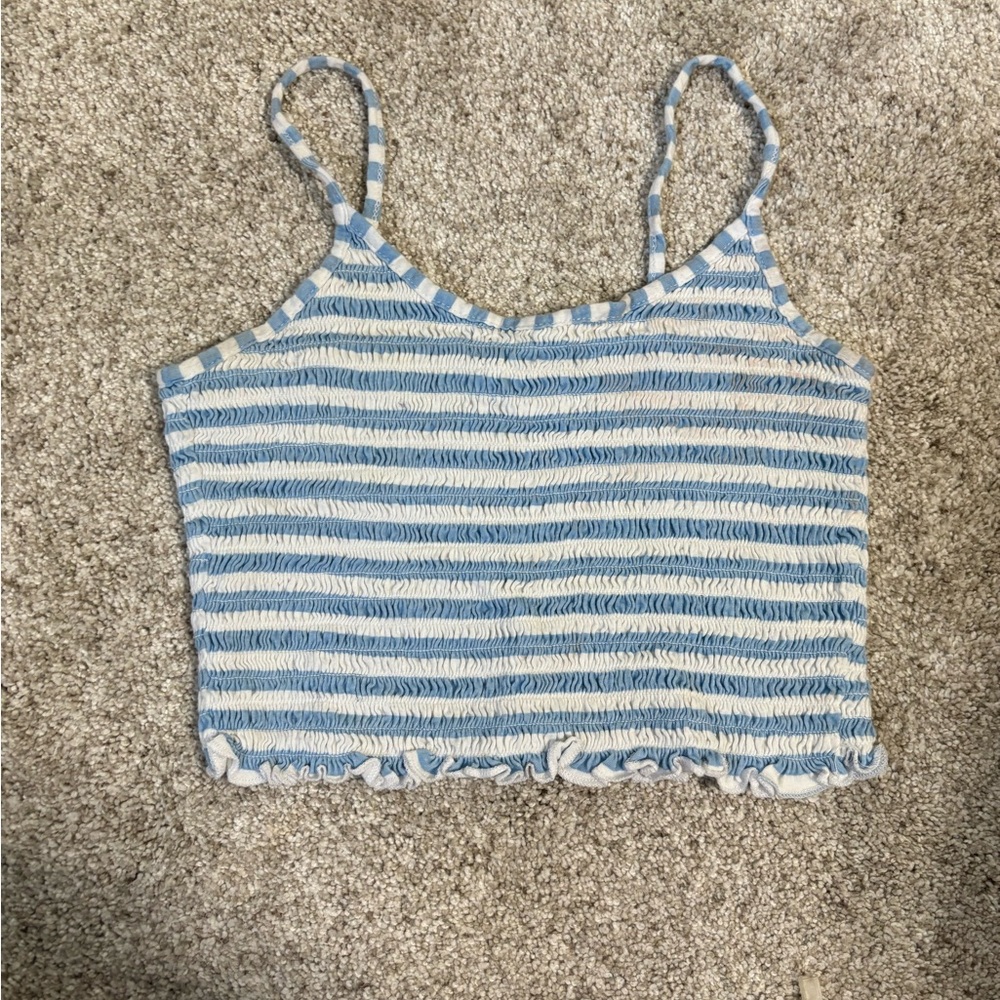 Me to We Blue & White Striped Smocked Camisole